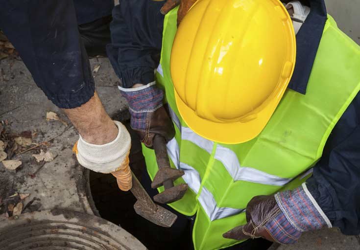 Drain Technician carrying out a manhole inspecton